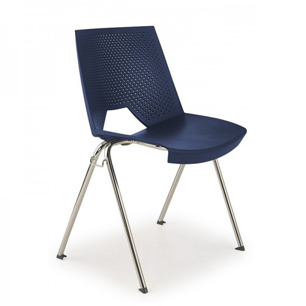 Cadeira Strike com estrutura epoxy cinza e carcaça de plástica cor azul